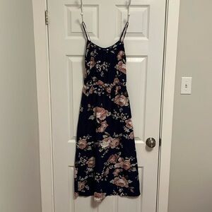 Navy floral midi dress